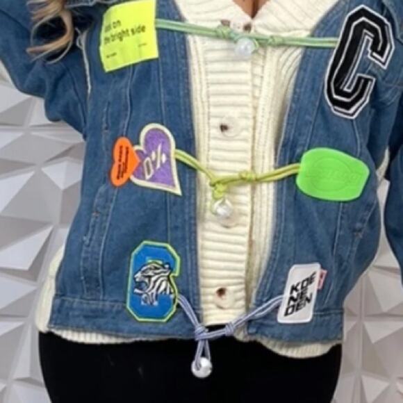 Denim Stitching Cardigan Sweater Loose
Knitted For Women halloween - Picture 14 of 14